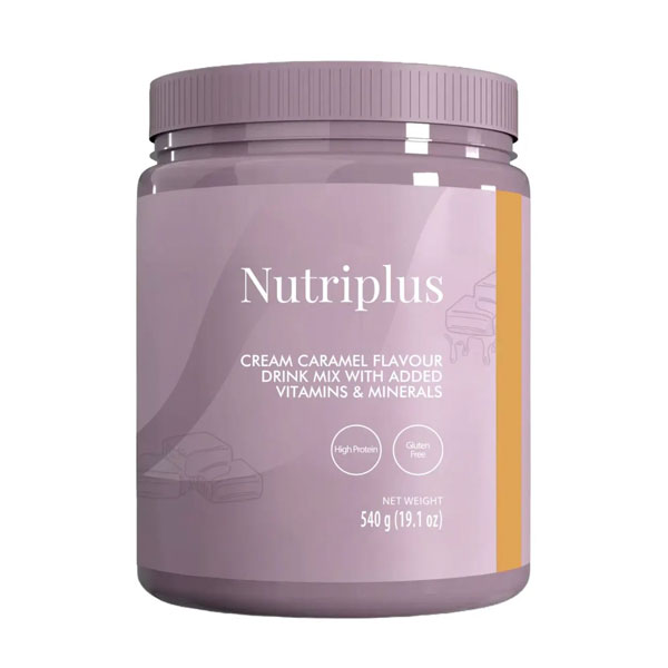 NUTRIPLUS შეიკი ვიტამინებით და მინერალებით კრემ კარამელის გემოთი CR&CA 540 გრ.