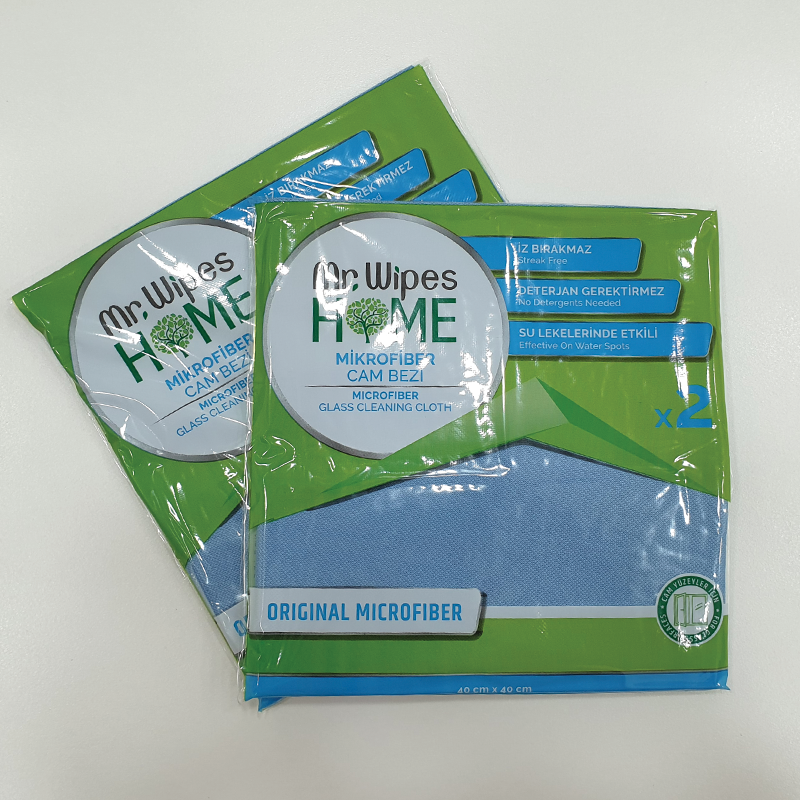 MR. WIPES მინის ორმაგი ქსოვილი მიკროფიბრა 40x40, 2 ცალი