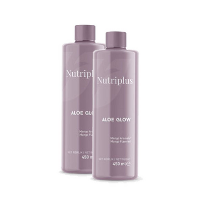 NUTRIPLUS ალოე ვერას წვენი მანგოს არომატით ALOE GLOW 450 მლ. (2 ცალი)